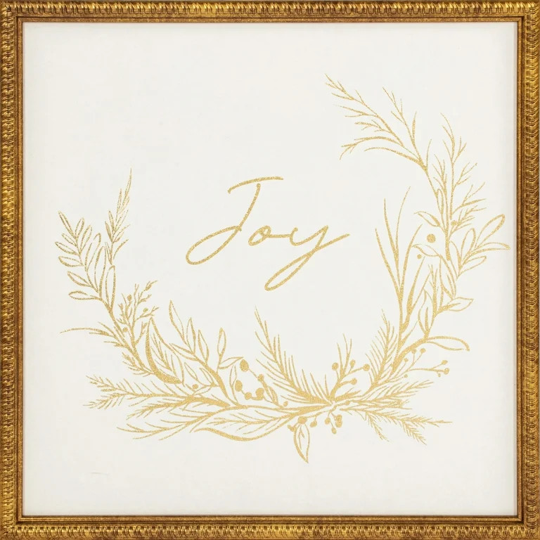 Joy Botanical Framed Matte Foil Emb Antique Paper Print | Walmart (US)