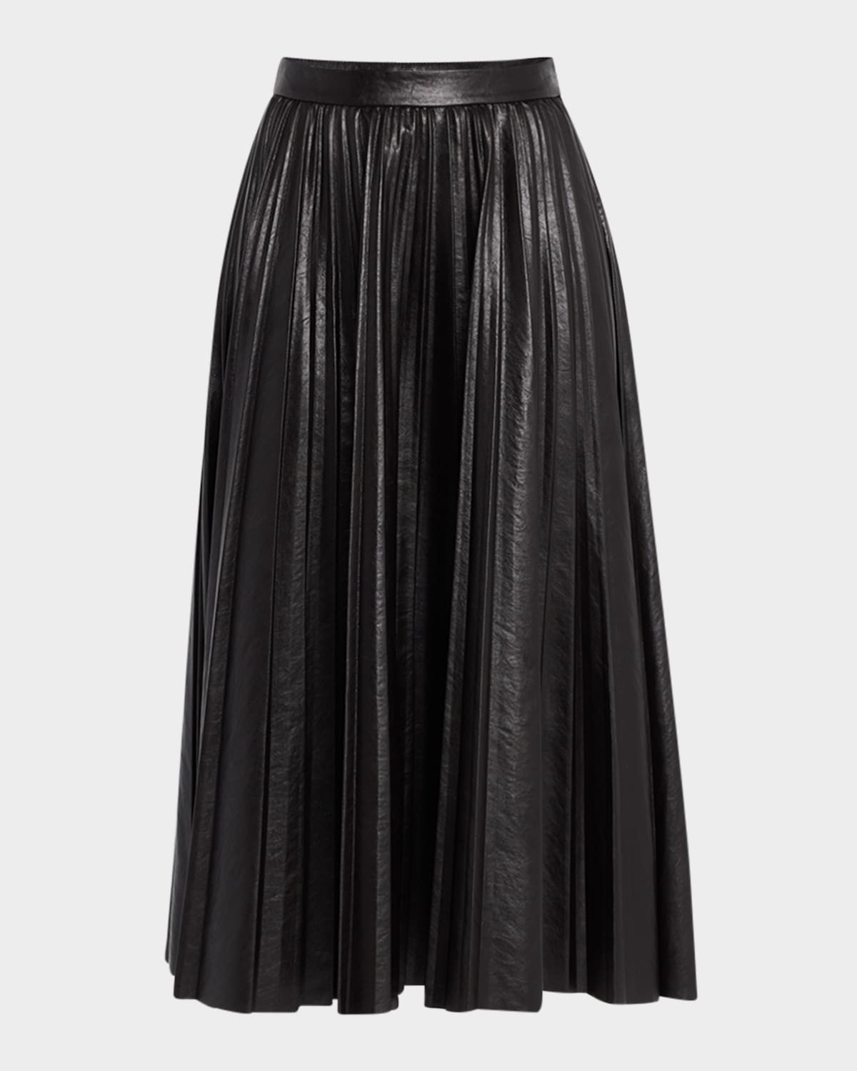 Etta Pleated Faux Leather Skirt | Neiman Marcus