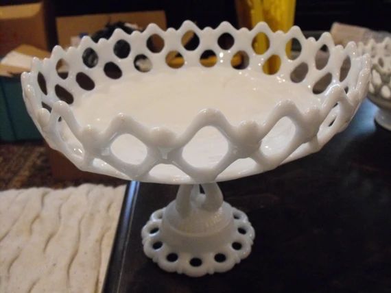 Westmoreland Milk Glass - Fruit Bowl on Pedestal - As Is | Etsy (US)