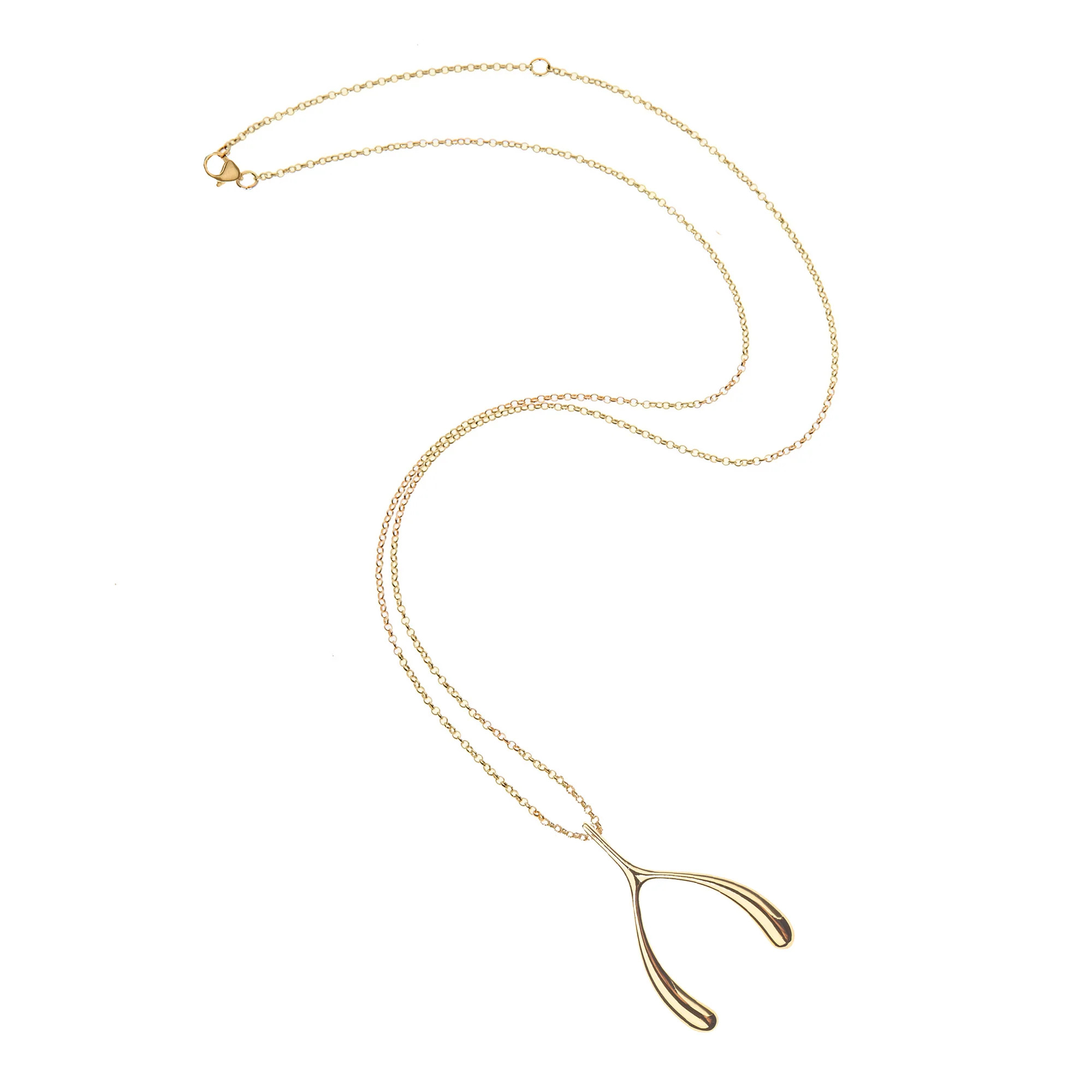 LUCKY Gold Wishbone Pendant | Jane Win