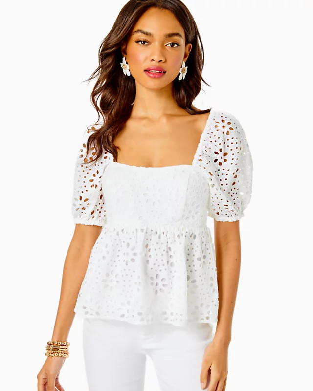 Kay Short Sleeve Eyelet Top | Lilly Pulitzer