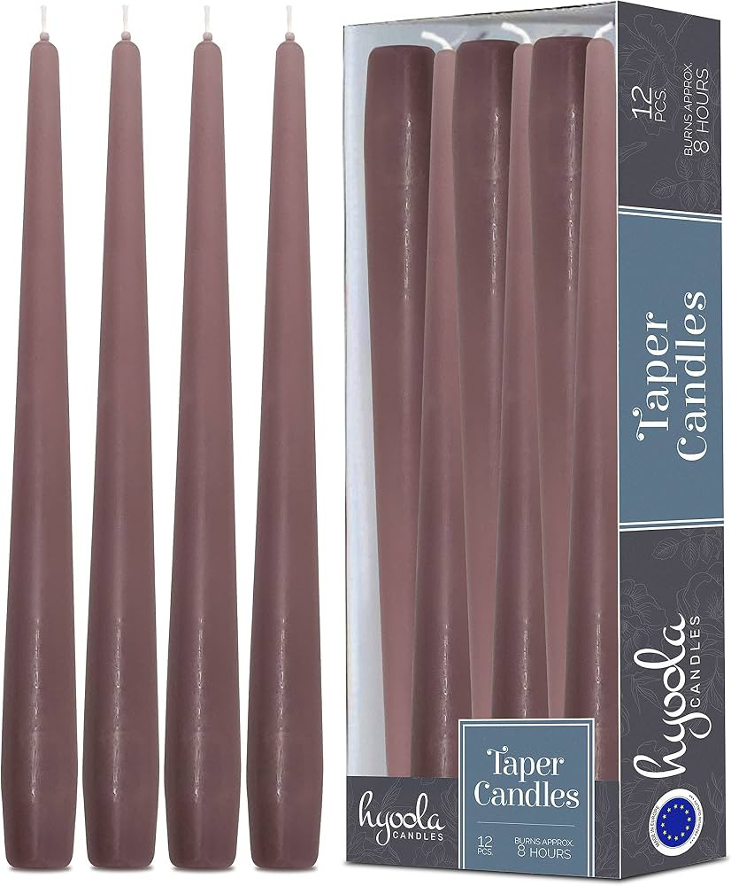Hyoola Tall Taper Candles - 10 Inch Mauve Pink Unscented Dripless Taper Candles - 8 Hour Burn Tim... | Amazon (US)