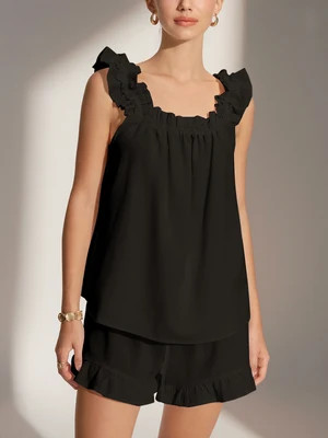Cotton Ruffle Shorts Set | Commense