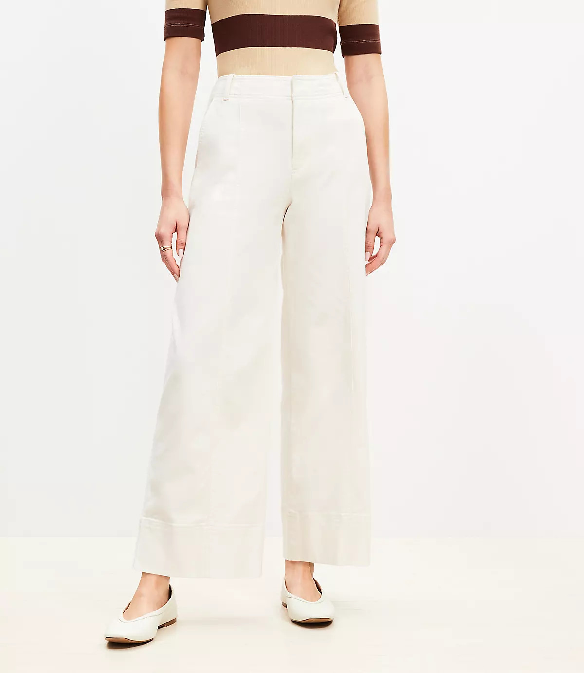 Seamed Palmer Wide Leg Crop Pants in Twill | LOFT