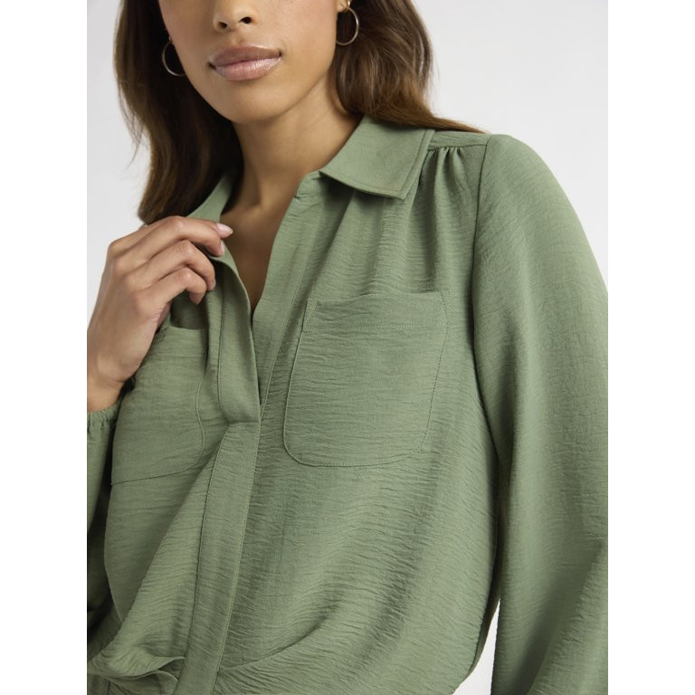 Sofia Jeans Women's and Women's Plus Utility Blouse with Long Sleeves, Sizes XS-4X | Walmart (US)