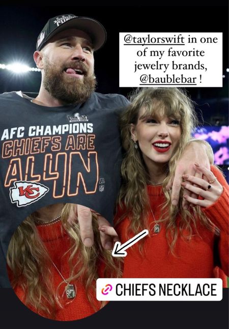 Taylor Swift’s Kansas City Chiefs necklace
Is from @baublebar! ❤️💛


#LTKstyletip #LTKfindsunder50 #LTKfindsunder100