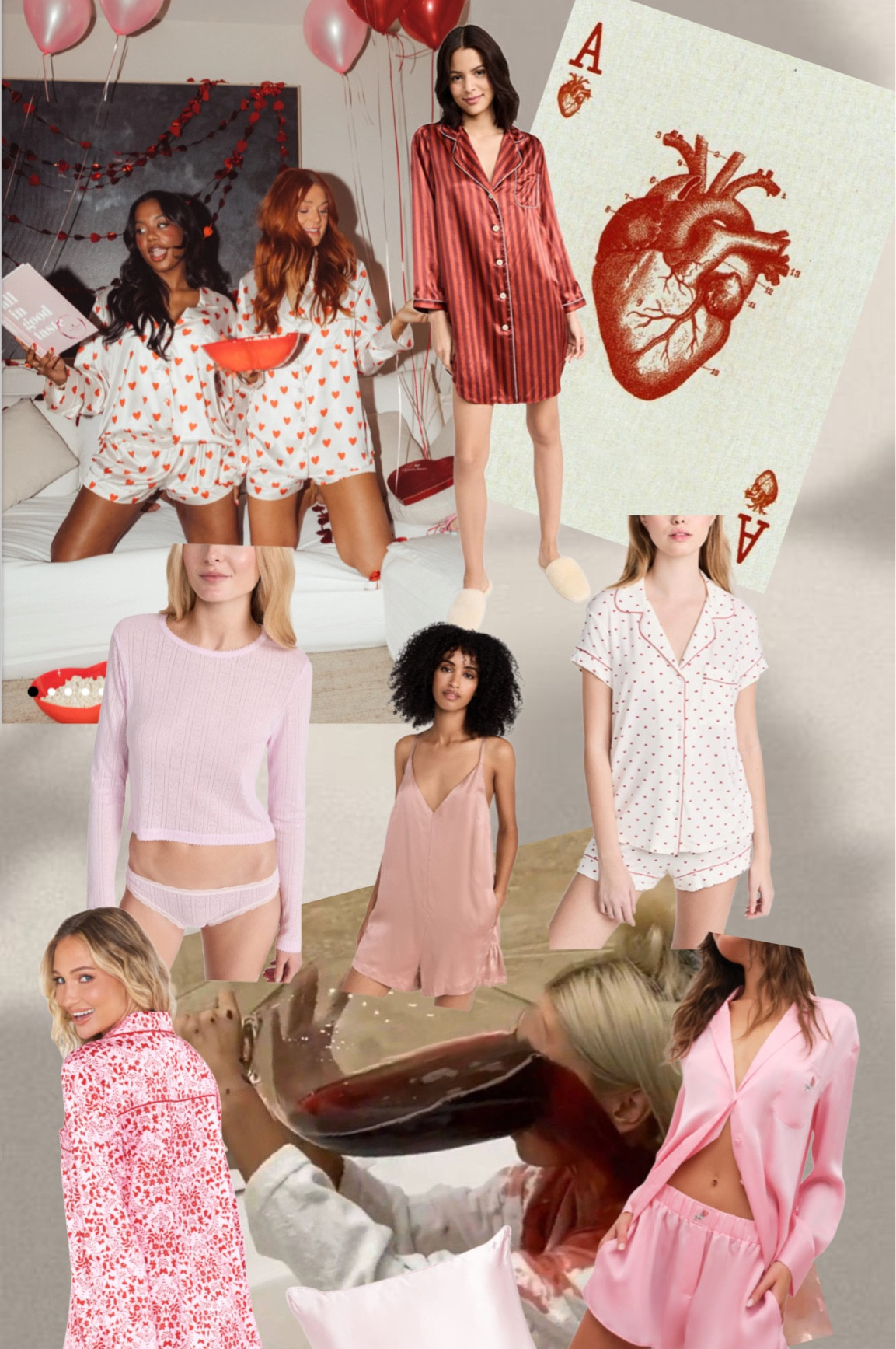 Valentines Night in

Valentine’s Day, pjs, pajamas, pink, red, festive pjs, eberjey, for love and lemons, skims, show me your mumu, Lunya, Shopbob, night gown, pj set, silk pillowcase