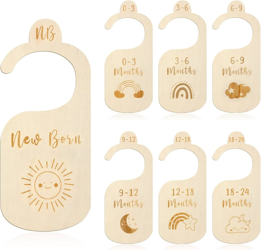 7pcs Baby Closet Dividers, Wooden Cute Nursery Hanger Dividers Baby Clothes Dividers from Newborn... | Amazon (US)