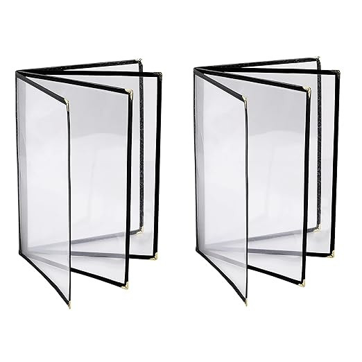 2PCS Menu Covers 8.5" x 11" Restaurant Menu Holder 4 Page 8 View Transparent Menu Sleeve,Fits A4 ... | Amazon (US)
