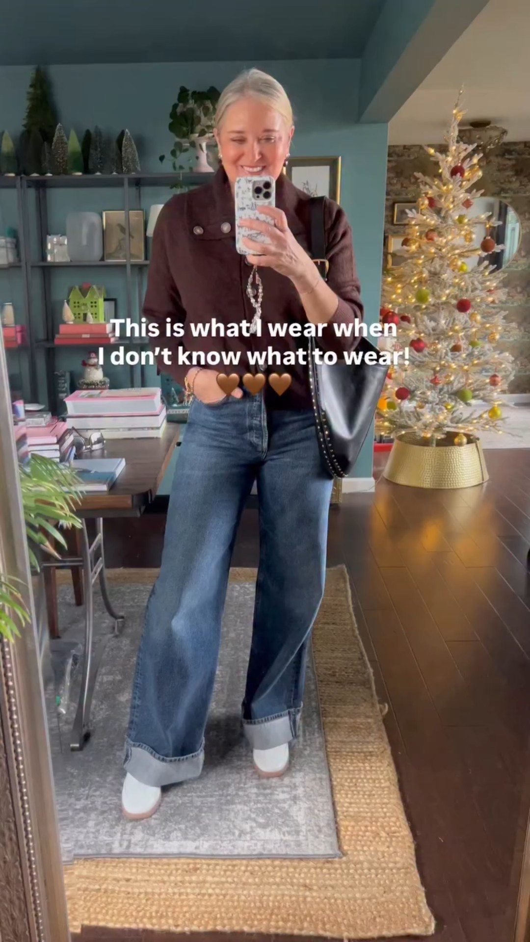 This is what I wear when I don’t know what to wear! Comment SHOP for links! 

Jeans and a sweater are always a great option when you don’t know what to wear😉

I LOVE this adorable sweater! It’s got such a fun collar detail and it’s on SALE!  My jeans are older but I linked some great wide leg cuffed denim for you! 

My sneakers have the cutest LEOPARD DETAIL!  Use my code F4_DAWN20 for 20%off! 

How to SHOP:
1. Comment “SHOP” and then check your DMs (you must be following me to see the message).
2. Link in Bio (LTK Shop)
3. Shop Here: https://liketk.it/5xqWz