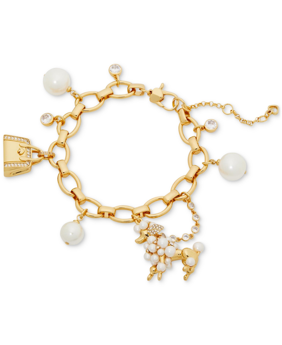 kate spade new york Gold-Tone Cubic Zirconia & Imitation Pearl Poodle Charm Bracelet | Macys (US)