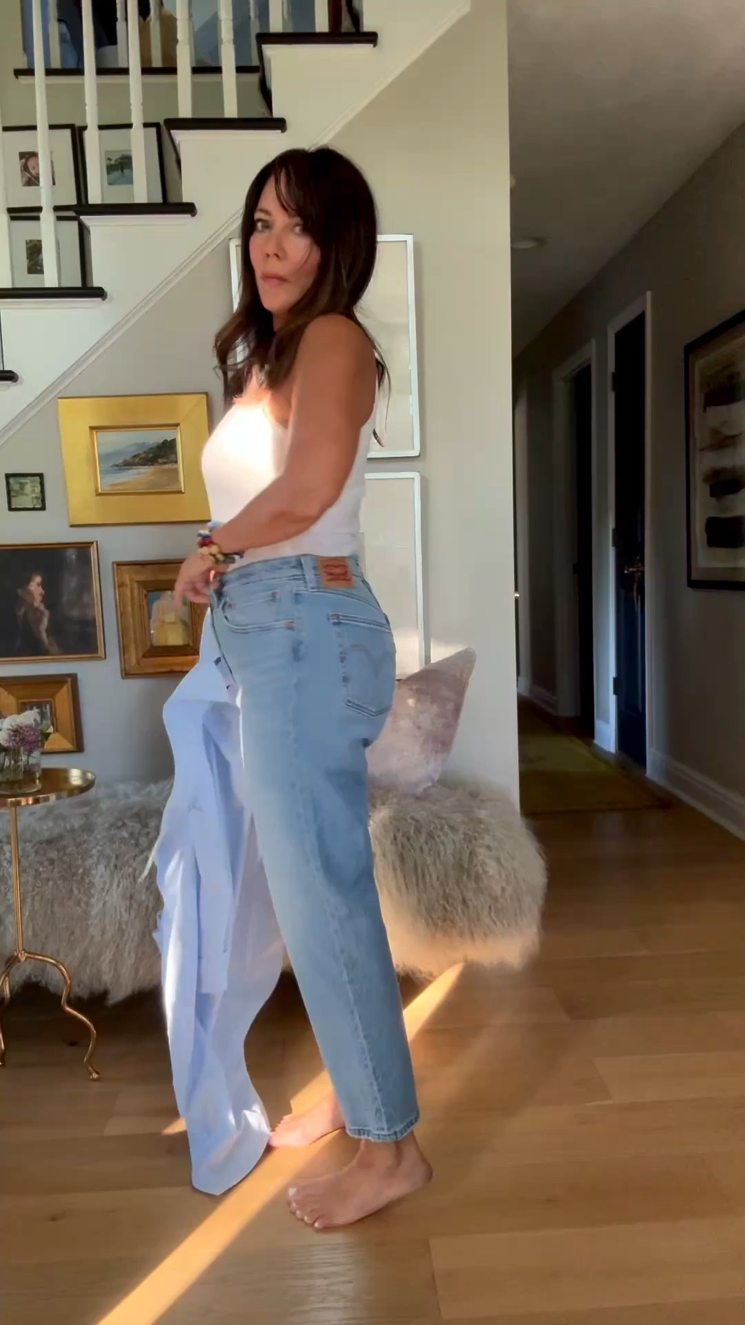 3 things that make me forget I’m a grandma with 10 grandkids 😂 
These Levi’s (I always go up in Levi’s (these are size 30)
These heels 
And these sunnies to mask my wrinkles

#LTKSaleAlert #LTKTravel #LTKmomlife