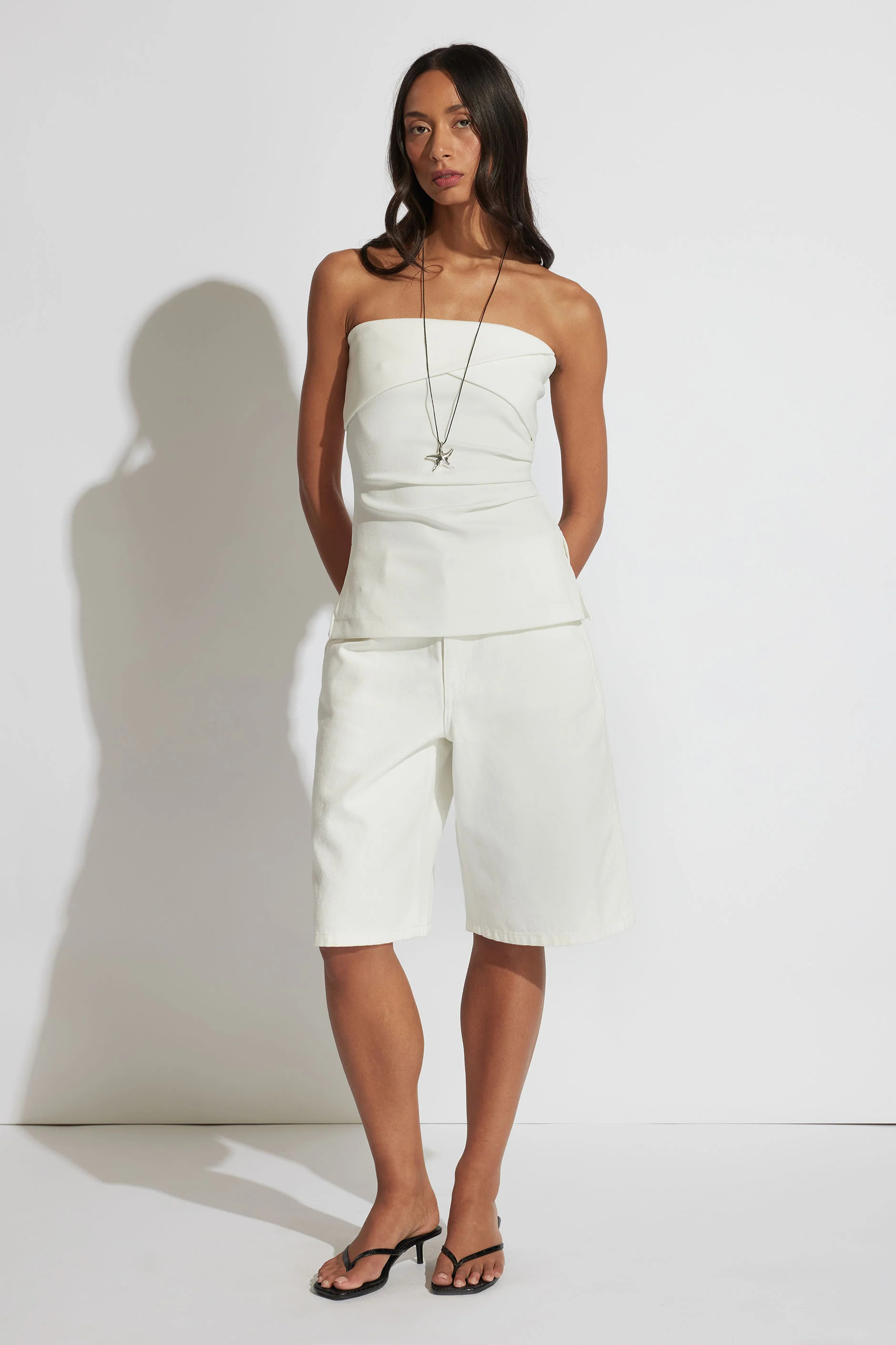 Caitlin Strapless Top - Ivory | DECJUBA | DECJUBA