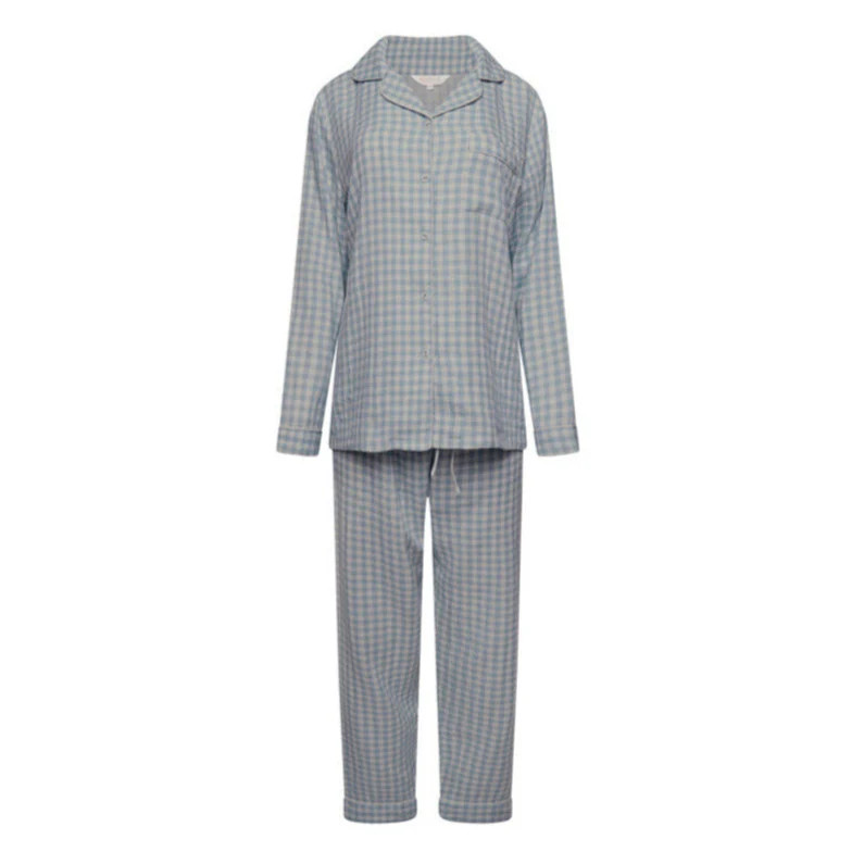Cotton Trouser PJ Set - Blue Gingham | The NAP Co
