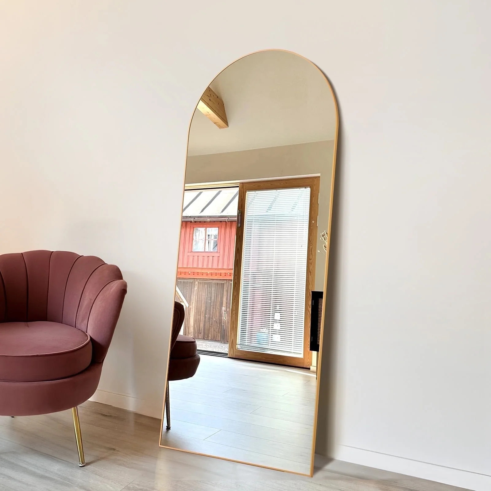 CONCETTA 71"x26" Arched Full Length Mirror, Full Body Standing Mirror Floor Mirrors, Gold | Walmart (US)