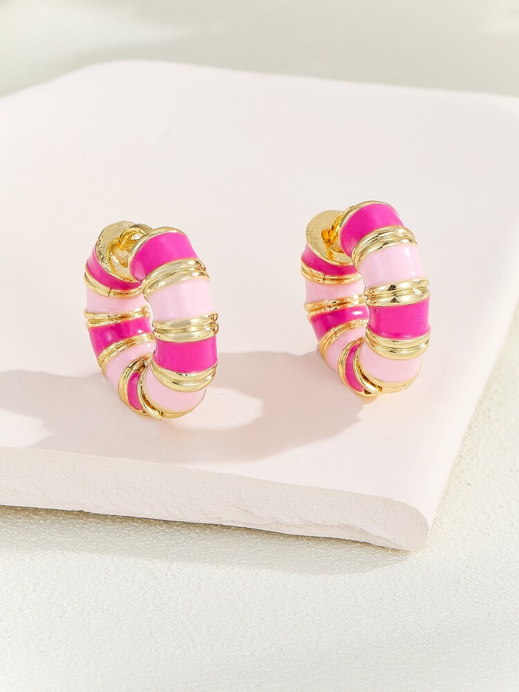 1pc Two Tone Hoop Earrings Copper Jewelry | SHEIN