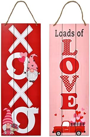 Valentines St Patrick's Welcome Sign Set of 2 Front Door Wall Signs Hanging Wood Double Sided Lov... | Amazon (US)