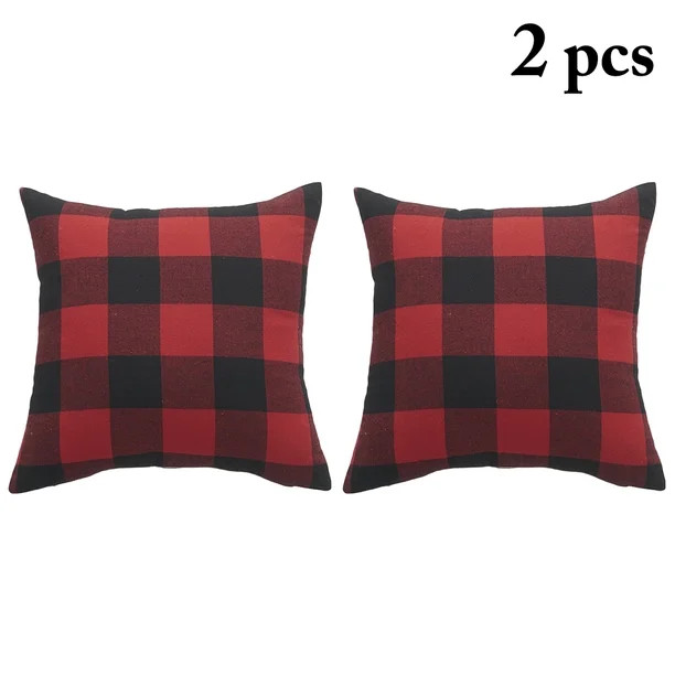 2Pcs Decorative Pillow Case Red Retro Plaid Classic Throw Pillow Cover Home Decor Pillowcase Cush... | Walmart (US)