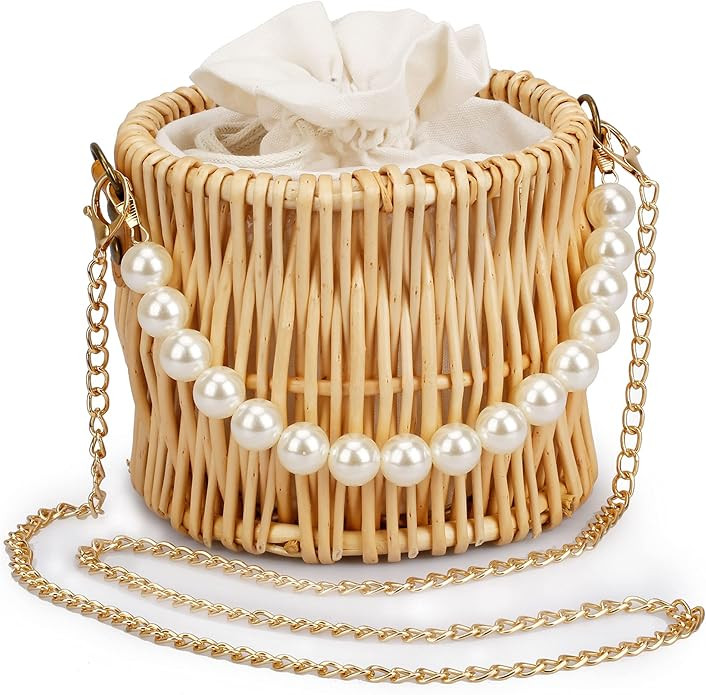 Beach Purse, Straw Beach Bag for Women Straw Purse Rattan Bag Basket Handbags | Amazon (US)