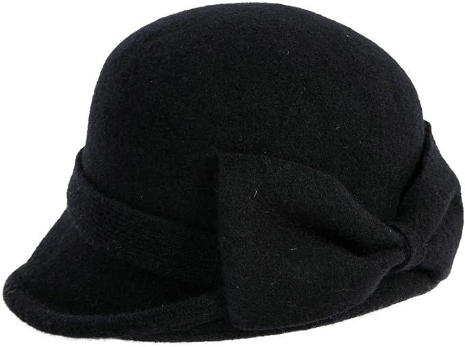 Womens 1920s Vintage Wool Felt Cloche Bucket Bowler Hat Winter Crushable | Amazon (US)