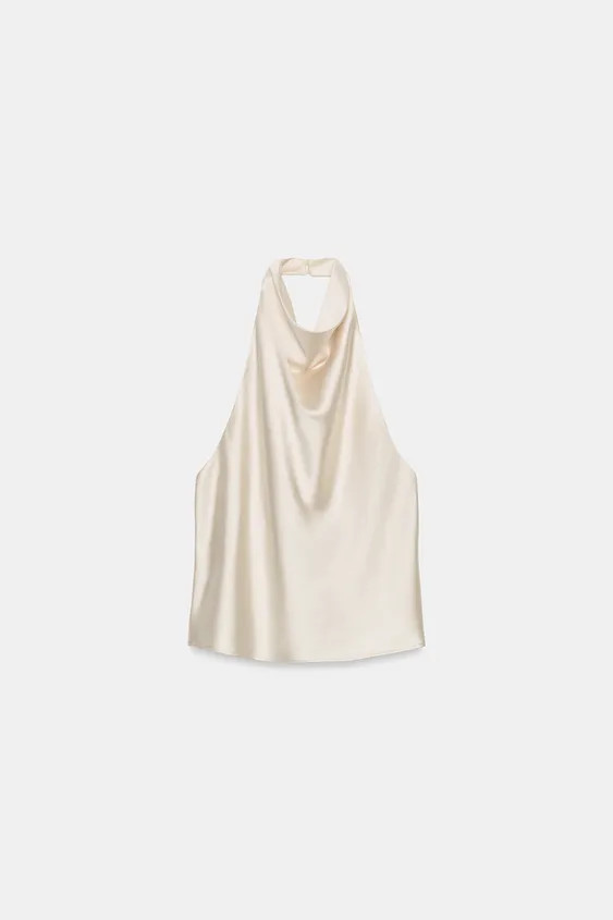 SATIN EFFECT HALTER TOP | Zara US