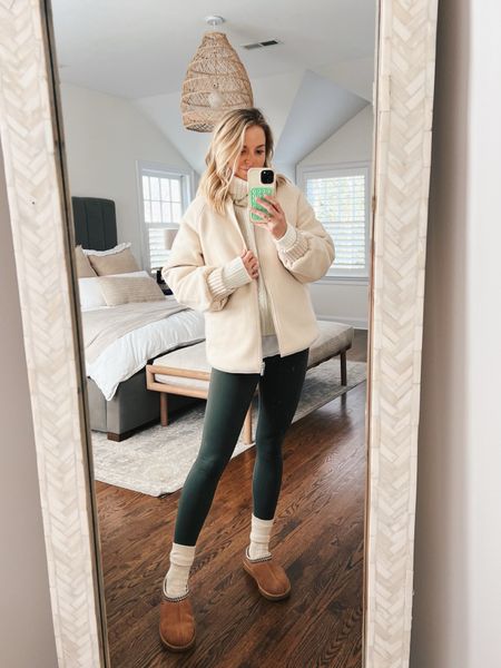Cozy outfit & a reversible bomber jacket 
-XS jacket, runs oversized 
-sweater fits tts. Normally a small, but went with the medium to fit the bump 
-small leggings 

bump friendly, loungewear 

#LTKbump #LTKSeasonal #LTKstyletip