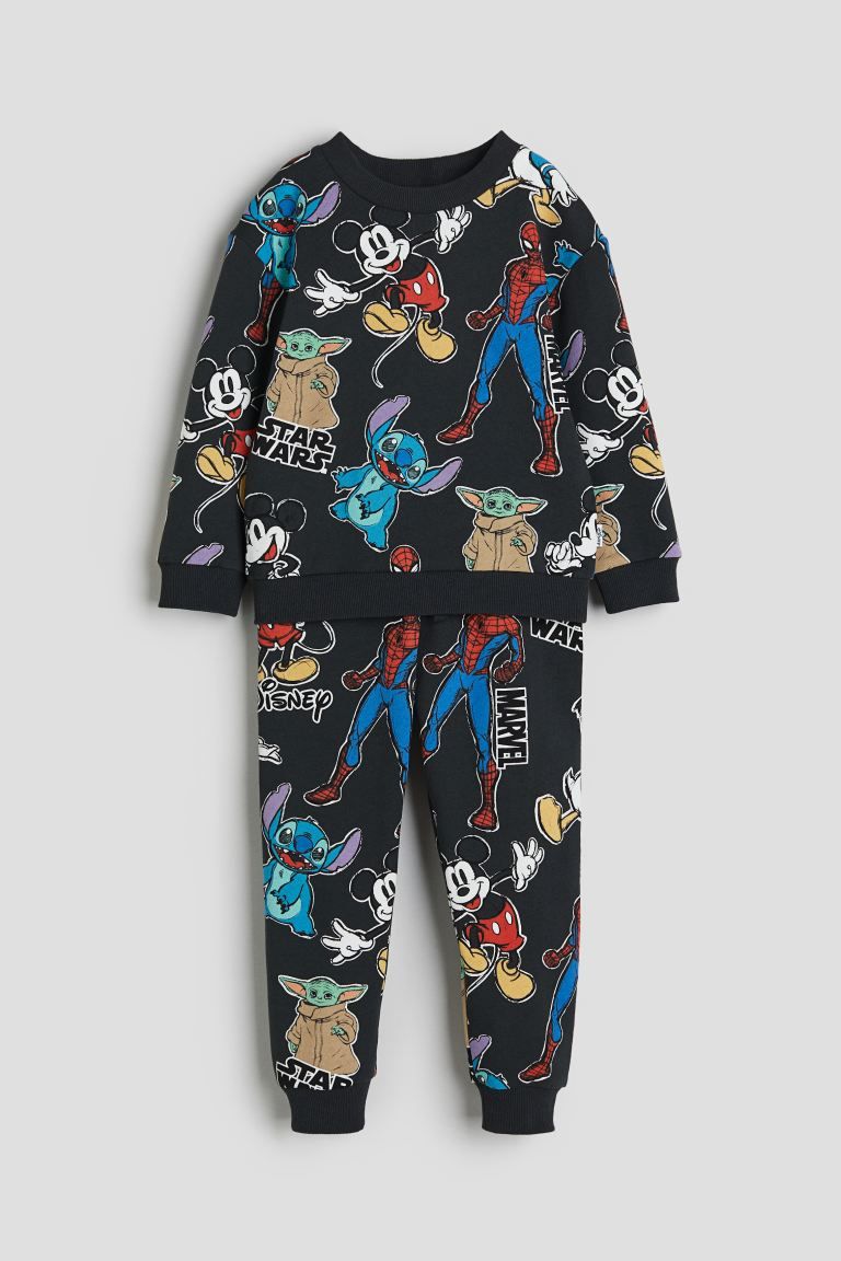 2-piece Printed Sweatsuit - Black/Disney - Kids | H&M US | H&M (US + CA)