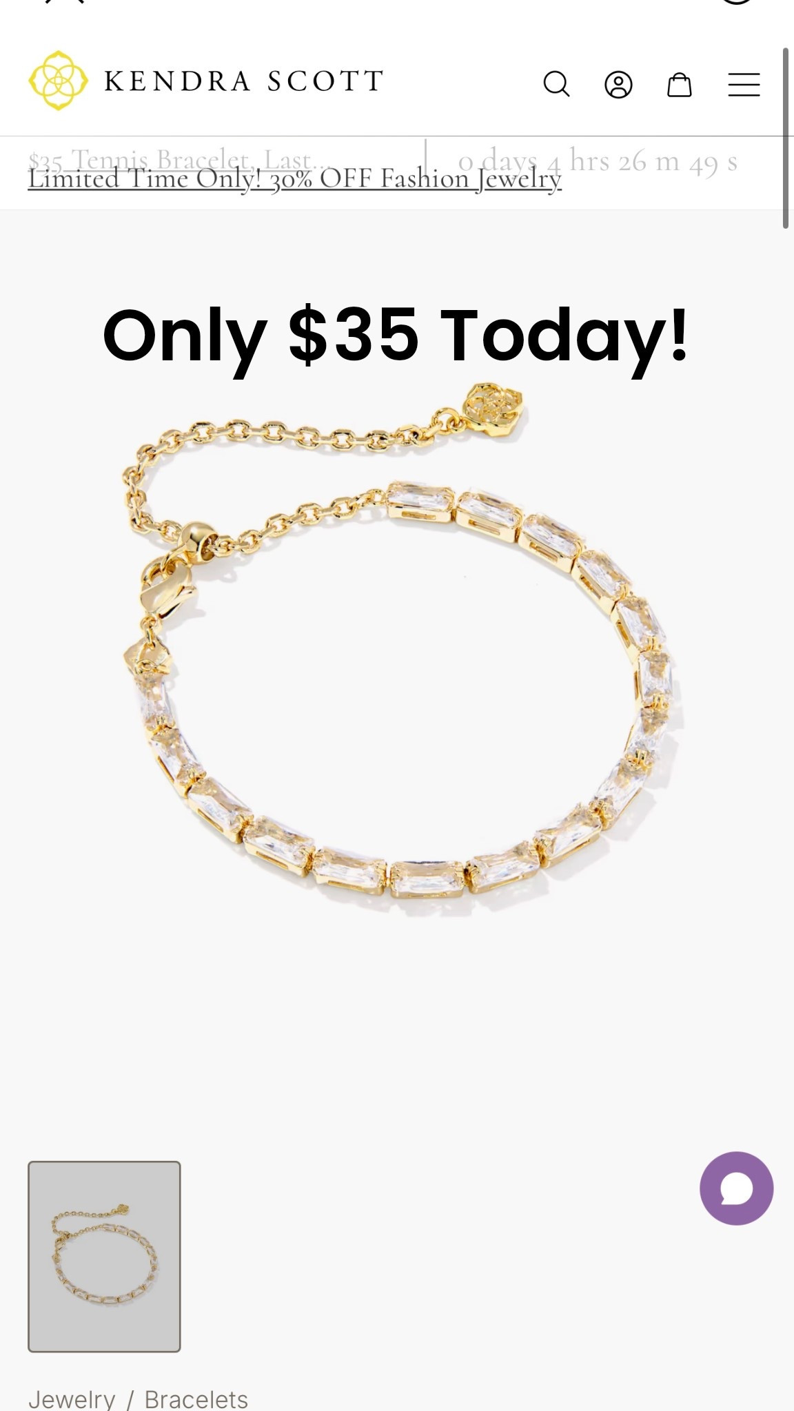 Don’t miss out on this incredible sale! Kendra Scott tennis bracelet on $35! 

#LTKHoliday #LTKCyberWeek #LTKGiftGuide