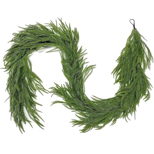9Ft Christmas Norfolk Pine Garland, Artificial Lifelike Foliage Christmas Greenery Garland,Winter Decor for Home, Fireplace, Wall, Porch, Table, Mantle, Indoor Outdoor Decoration | Amazon (CA)
