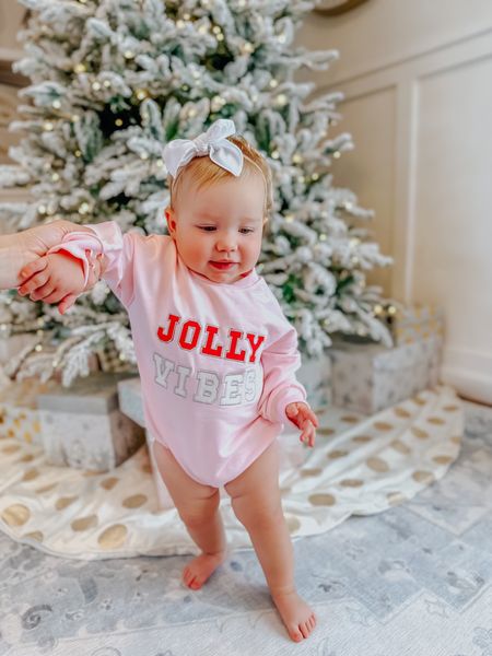 Christmas Baby Outfit. Toddler Girl Holiday Outfit. Holiday baby girl outfit. Baby Christmas graphic shirt. Bubble romper. Jolly Vibes. Pink Christmas Outfit  

#LTKHoliday #LTKbaby #LTKkids