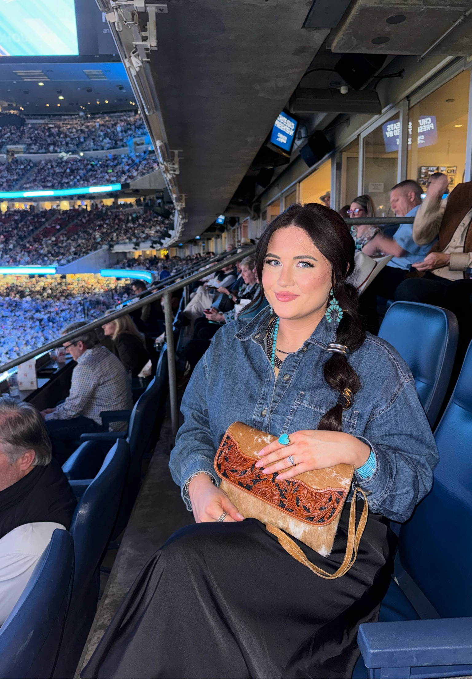 Houston Livestock show and Rodeo never disappoints.  I always look forward to dressing in a cute western outfit and also admiring all the beautiful people outfitted for this Texas tradition  

Western outfit,
 turquoise ring, 
David Yurman jewelry,
Date night outfit,
Denim top,
Western boots,
Cowhide purse, 
Jewelry, 
Western jewelry, 
Concho belt, 
Turquoise squash blossom earrings, 

Cute hair accessories, 
Long black flowing skirt, western boots, #livestockshowandrodeo #fyp #westernoutfit #houstontexas #countrymusic #rodeohouston #rodeofashion

#LTKSeasonal #LTKFindsUnder50 #LTKStyleTip