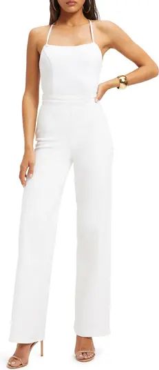 Good American Vacay Lace-Up Stretch Denim Jumpsuit | Nordstrom | Nordstrom