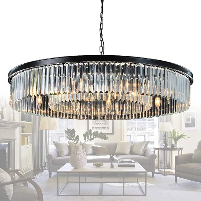 Modern Crystal Chandelier with 12 Lights - Contemporary Pendant Ceiling Light Fixtures for Dining... | Amazon (US)