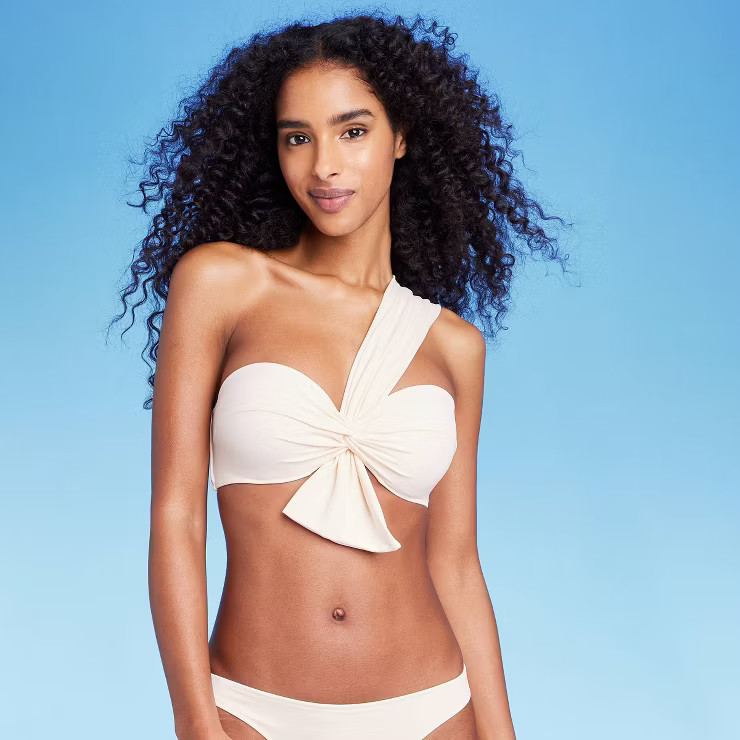 Women's Lightly Lined One Shoulder Twist-Front Bow Tail Bikini Top - Shade & Shore™ | Target