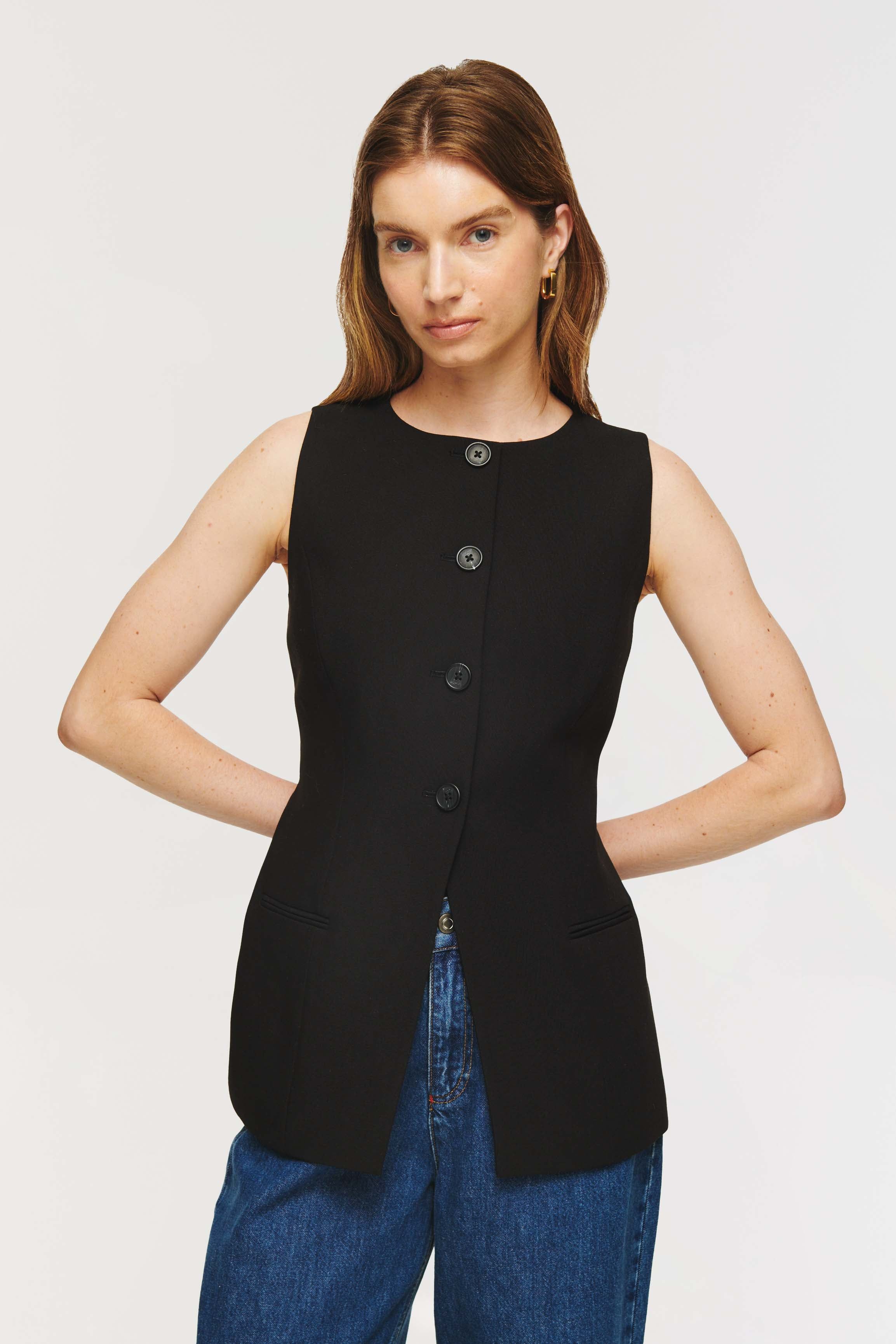 Leo | Long Waistcoat in Black | ALIGNE | Aligne UK