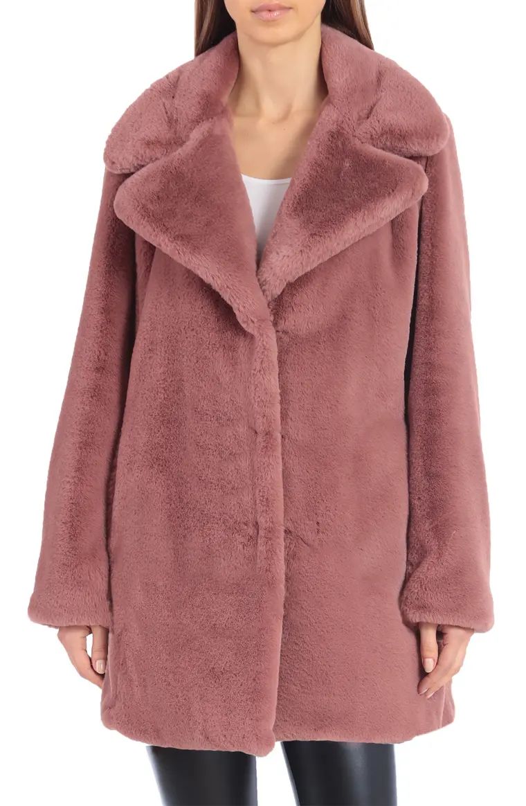 Faux Fur Notched Collar Coat | Nordstrom