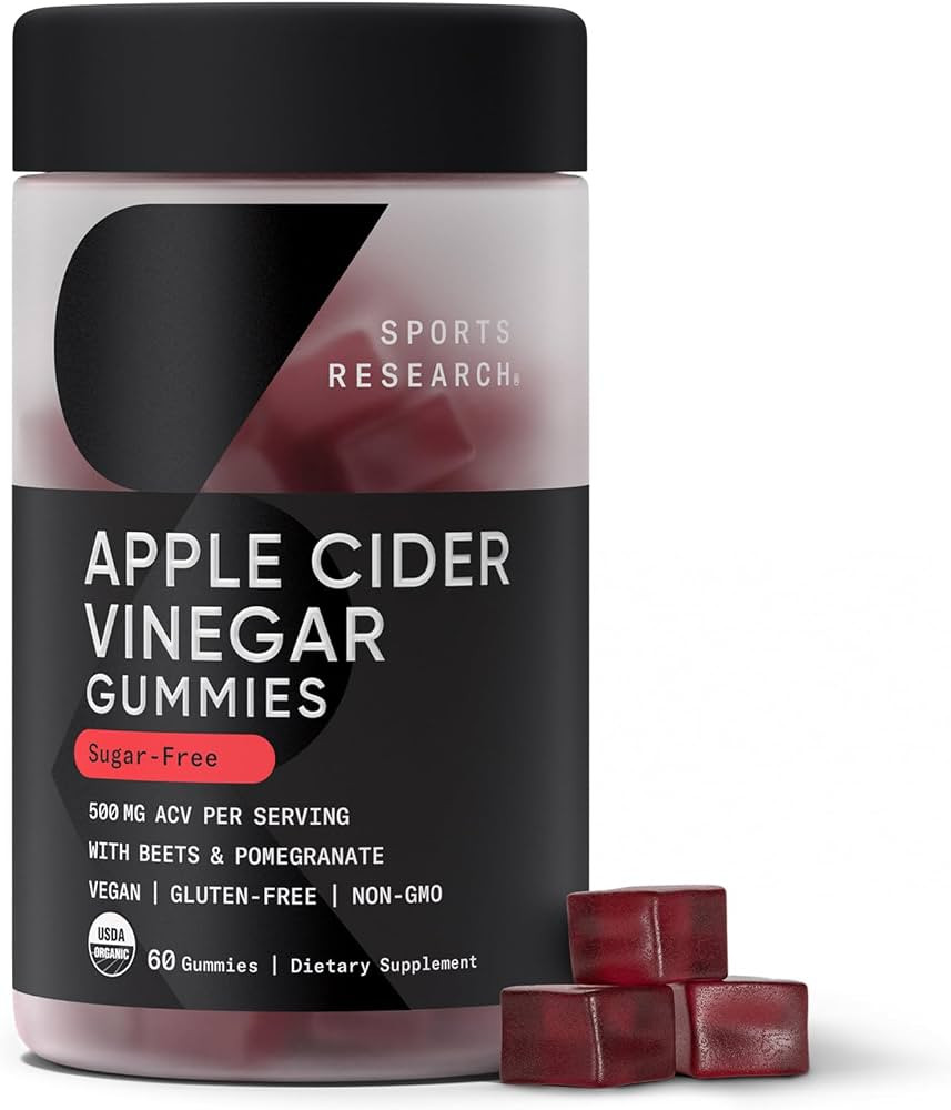 Sports Research\u00ae Organic Apple Cider Vinegar Gummies - for Diet Cleanses & Digestion | 500mg... | Amazon (US)