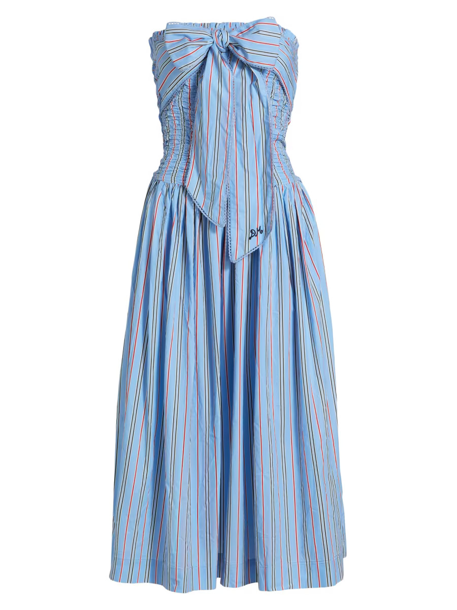 Mia Cotton Smocked Midi-Dress | Saks Fifth Avenue