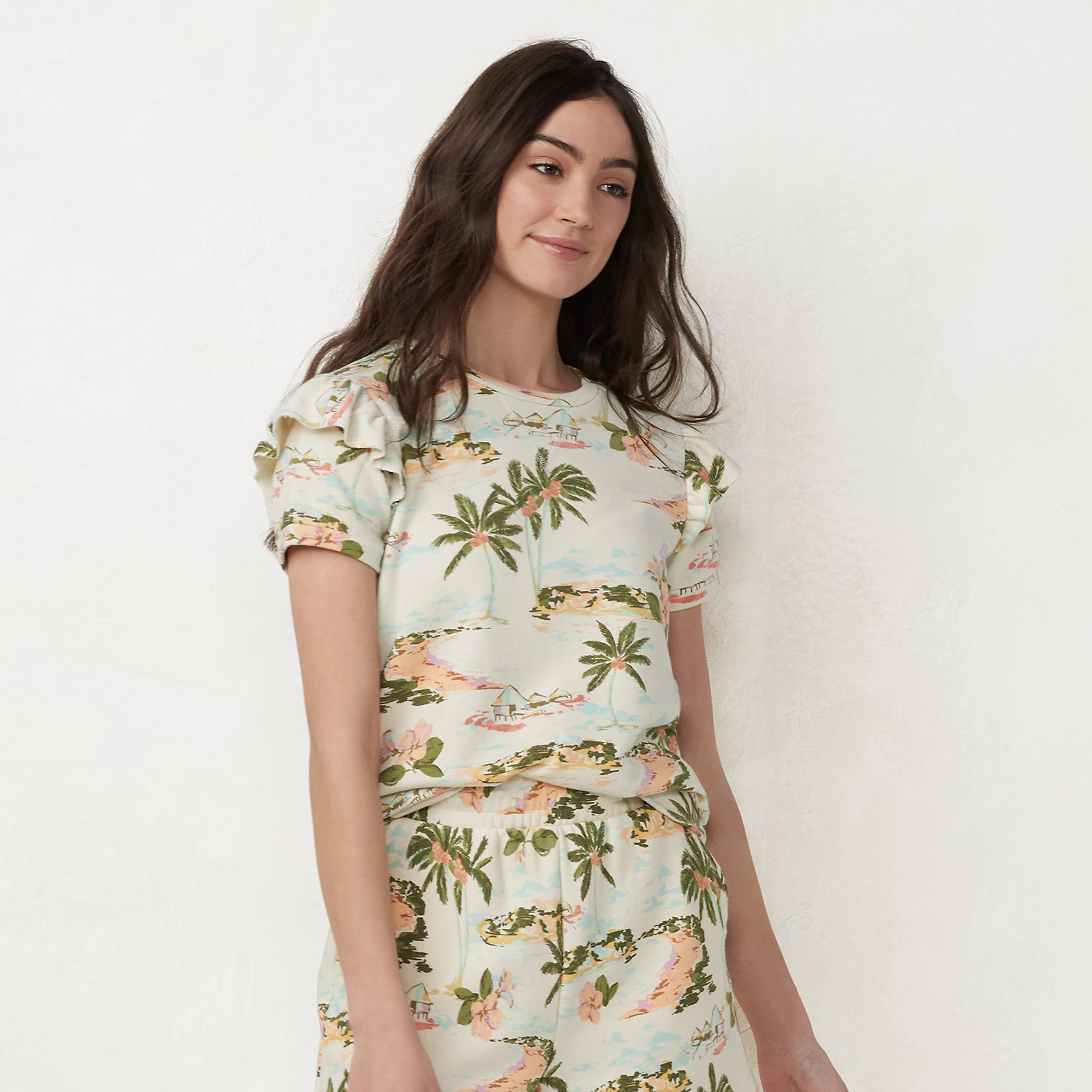 Women's LC Lauren Conrad Ruffled Puff Sleeve Top | Kohl's
