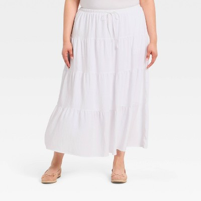 Women's Tiered Skirt - A New Day™ White 2X | Target