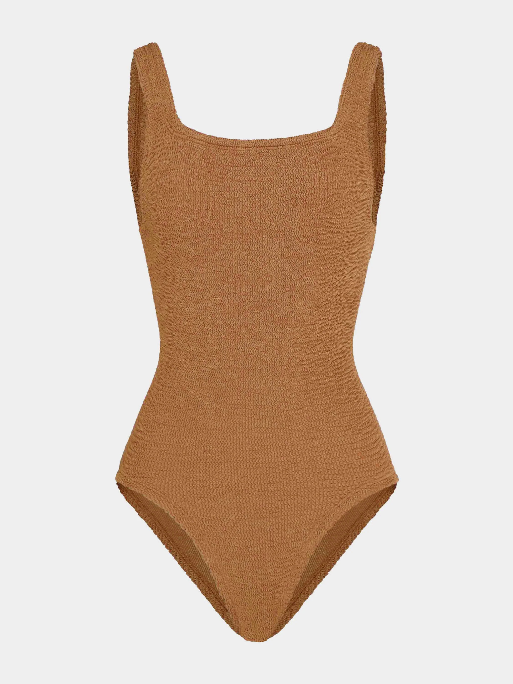 Coverage Square Neck Swim - Metallic Cocoa | HUNZA G