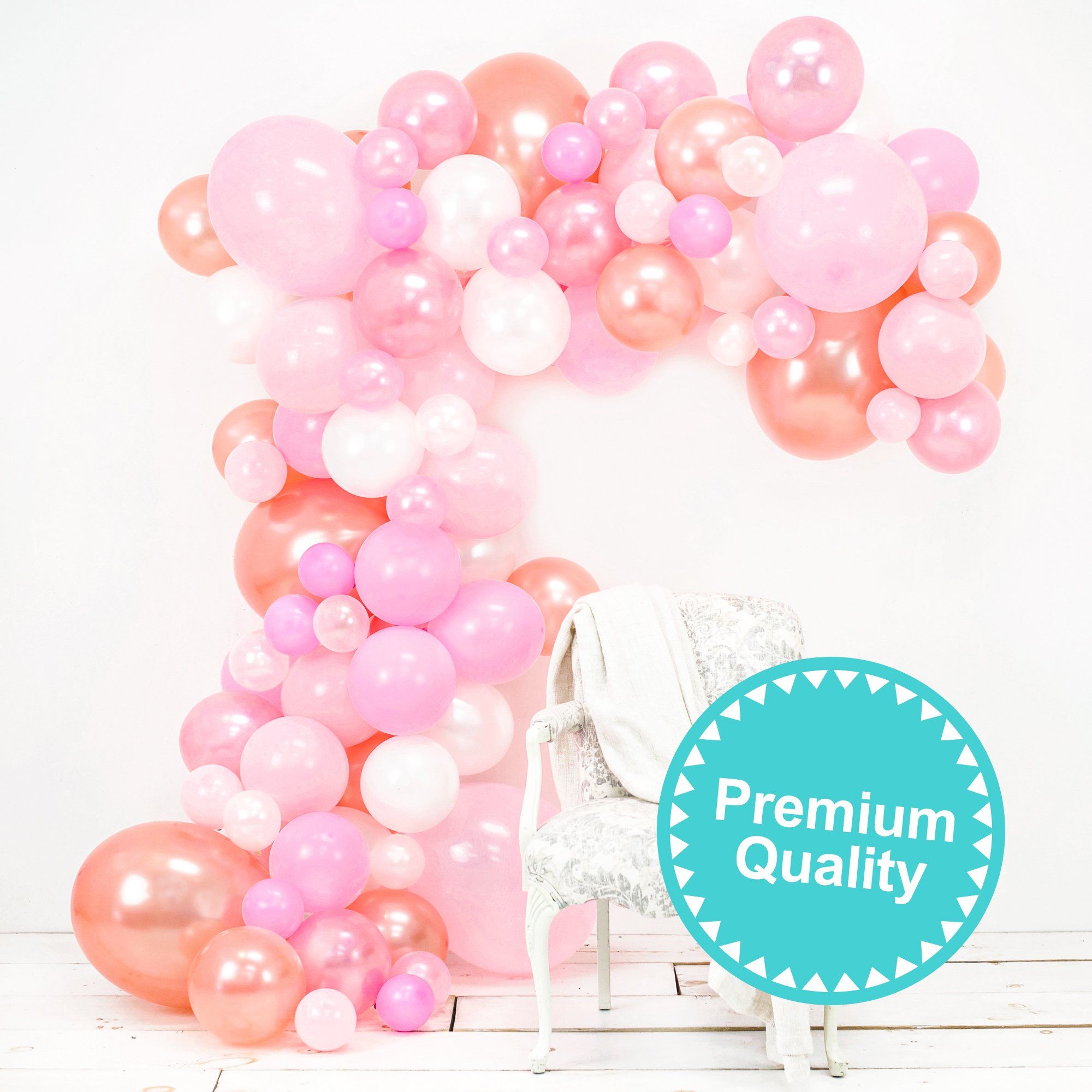 Genuine JUNIBEL Balloon Arch & Garland Kit, Various Sized Balloons, Pink, Blush, Rose Gold & Whit... | Walmart (US)