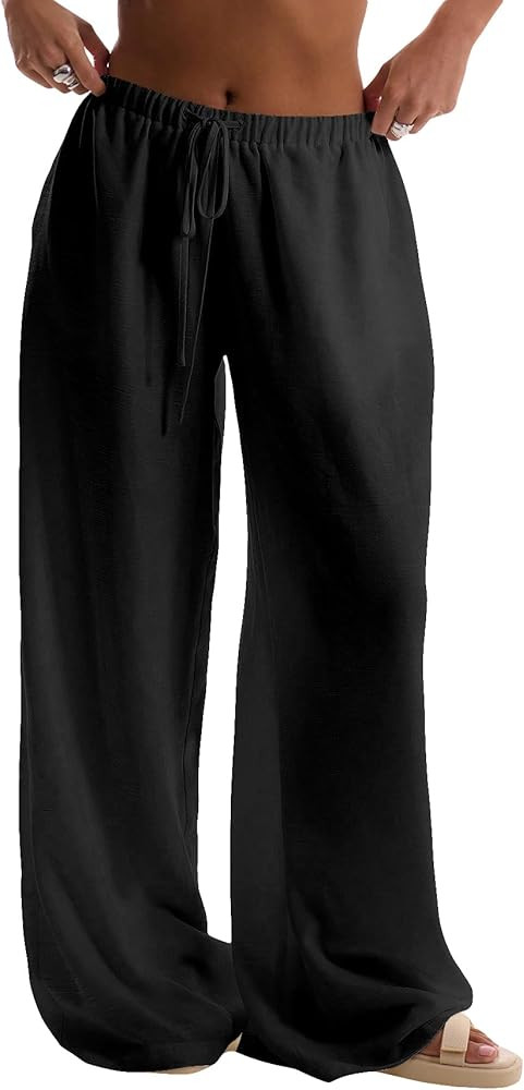 RoseSeek Women's Beach Cover Ups Wide Leg Loose Linen Pants Swimsuit Coverup Summer Vacation Outf... | Amazon (US)