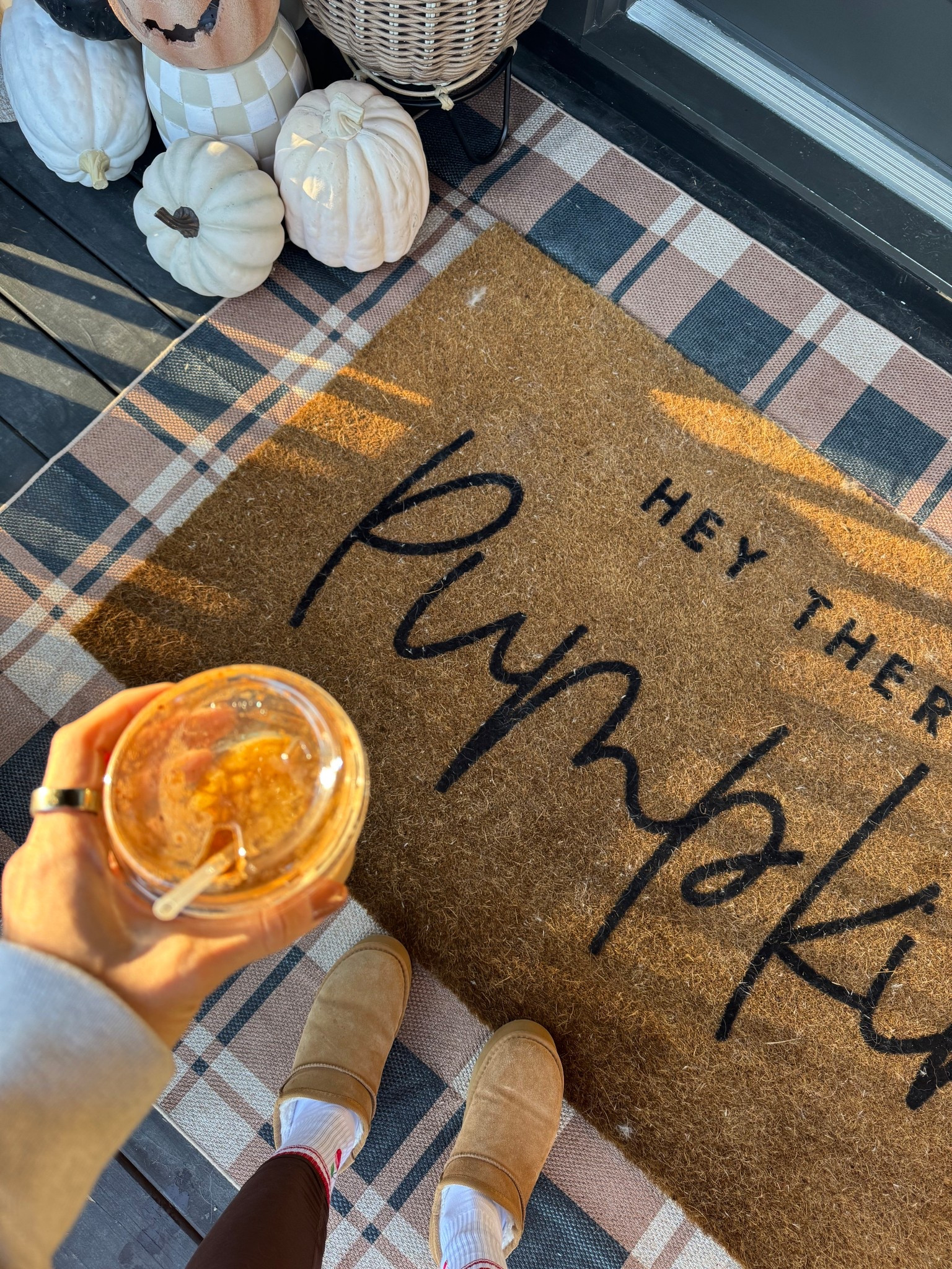 Fall front door mat deets🤎🍂 third year w/ this Etsy find! I have the biggest size! & the plaid Amazon one underneath is perfect for layering 😌

Home decor / Amazon home / Etsy home / autumn / porch decor / Holley Gabrielle 

#LTKHome #LTKHalloween #LTKSeasonal