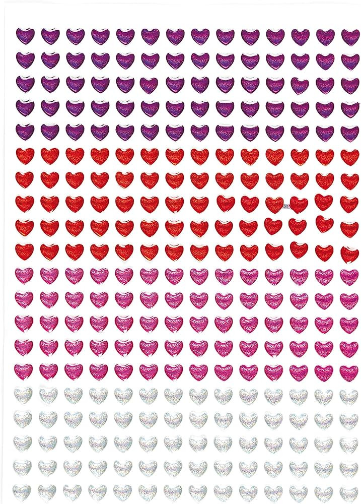 Baker Ross ET825 Crystal Glitter Stick On Heart Stickers - Pack of 280, for Card Craft, Scrapbook... | Amazon (US)