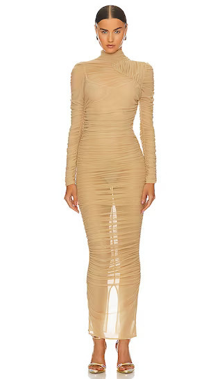 Serena Dress in Golden Nude Long Sleeve Maxi Dress Long Sleeve Wedding Guest Dress Long Sleeve | Revolve Clothing (Global)