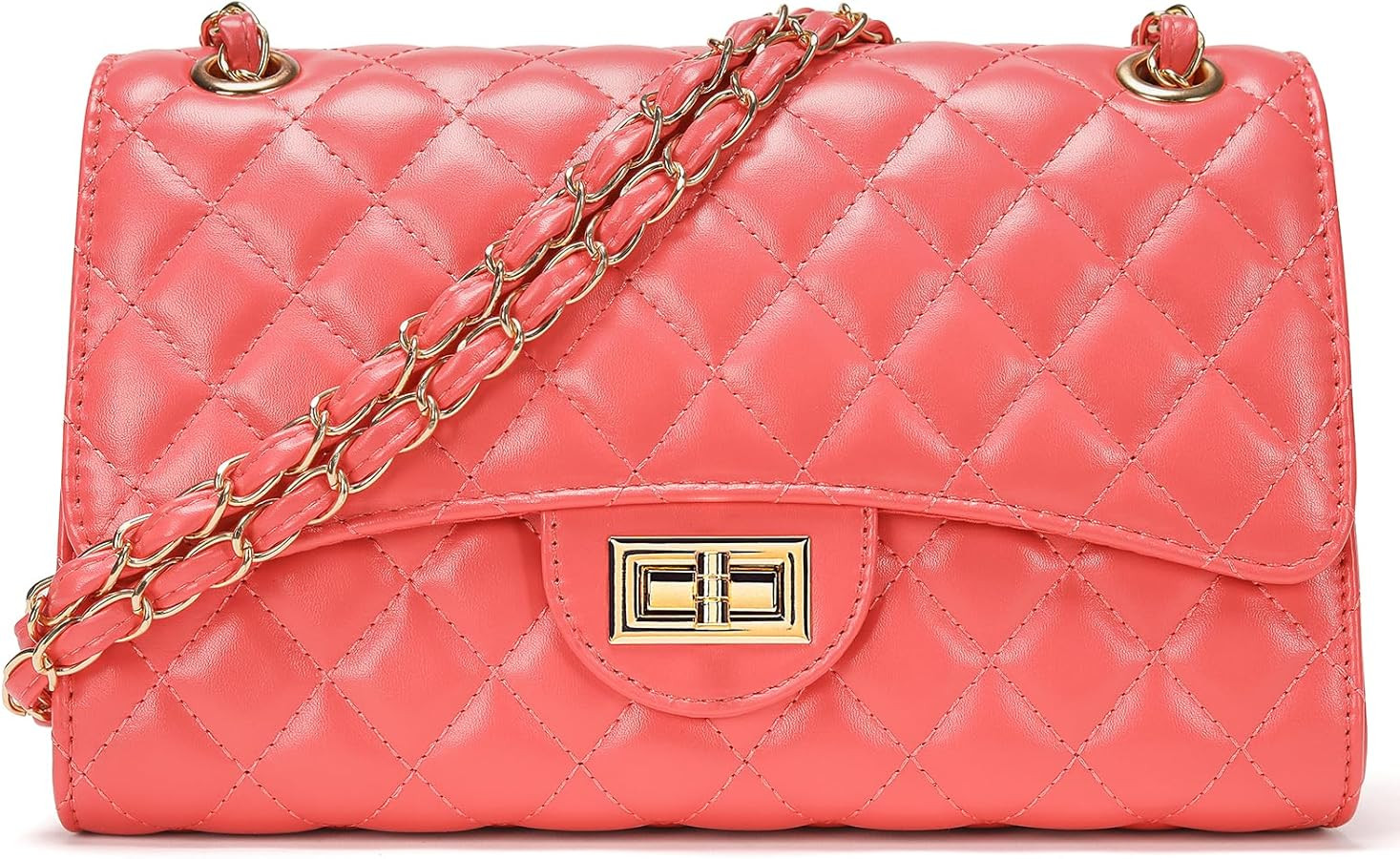 Quilted Leather Crossbody Bags for Women Trendy Ladies Shoulder Purse Satchel HandBag with Chain ... | Amazon (US)