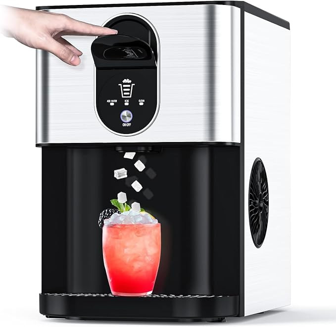 Nugget Ice Makers Countertop, Soft Chewable Ice Maker Machine for Home/Kitchen/Office, Stainless ... | Amazon (US)
