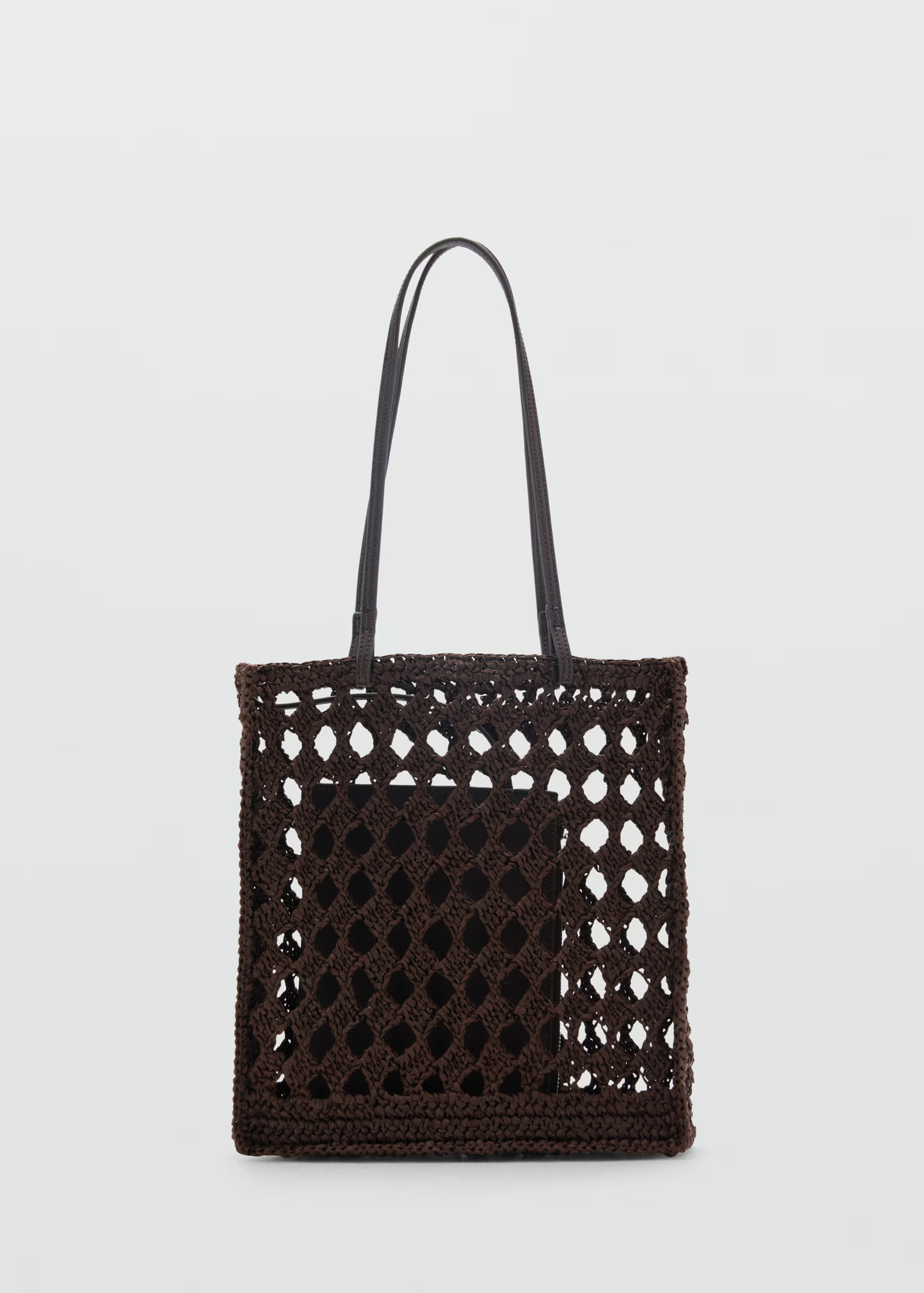 Natural fibre openwork shopper bag - Women | MANGO United Kingdom | MANGO (UK)
