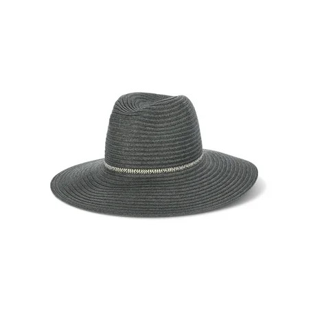 Time and Tru Women’s Wide Brim Mix Stripe Panama Hat, One Size Fits Most | Walmart (US)